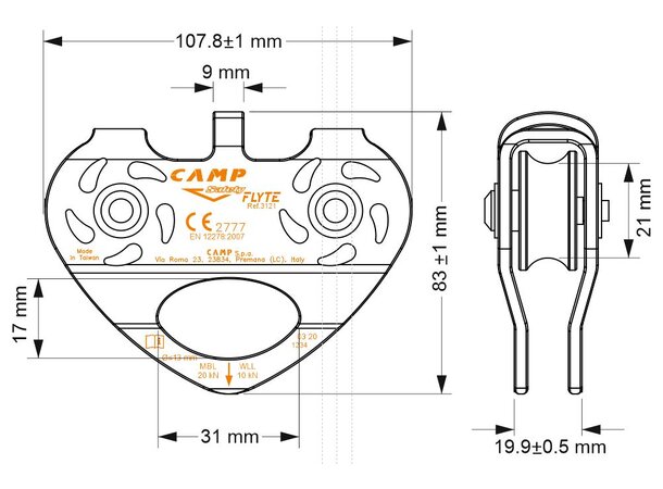 CAMP FLYTE Trinse Rustfrie trinsehjul med kulelager 