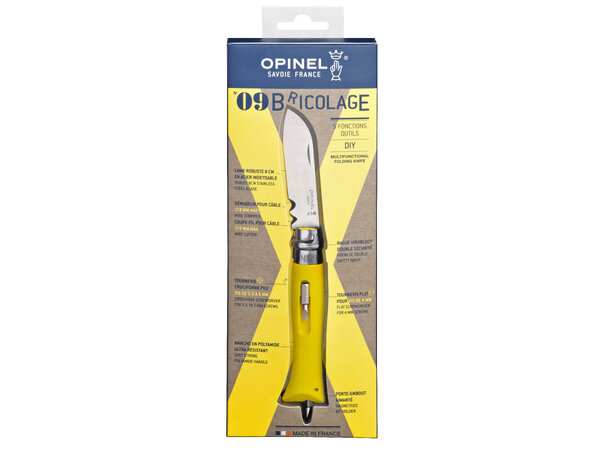 Opinel N°09 DIY Yellow Multikniv m/bitsholder 