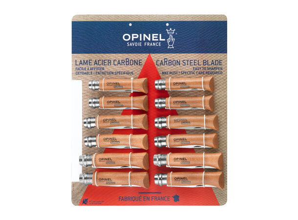 Opinel Cardboard of 12 Carbon Steel "T085" 4x N°6VRN + 4x N°7VRN + 4x N°8VRN 