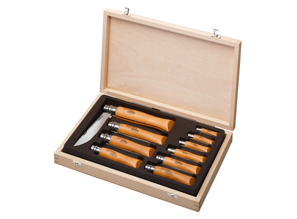Opinel Collecting Wooden Case of 10 Carbon Steel 