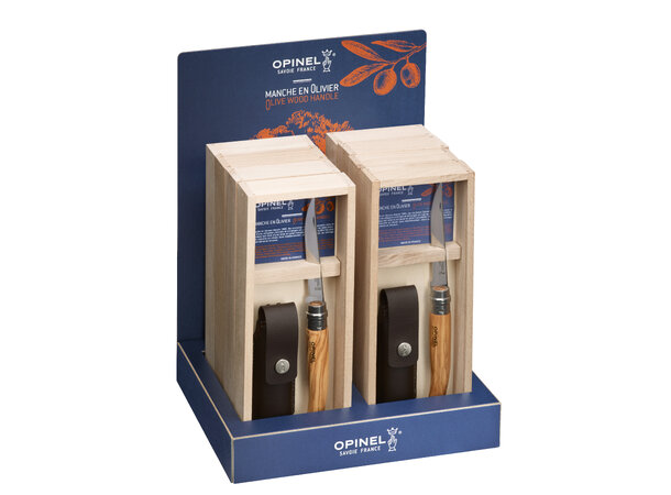 Opinel Display 8 wooden gift slim olive wood knives 