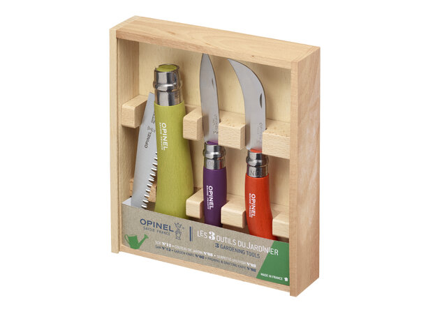 Opinel Coloured Gardener Box Set Sett av 3 kniver 
