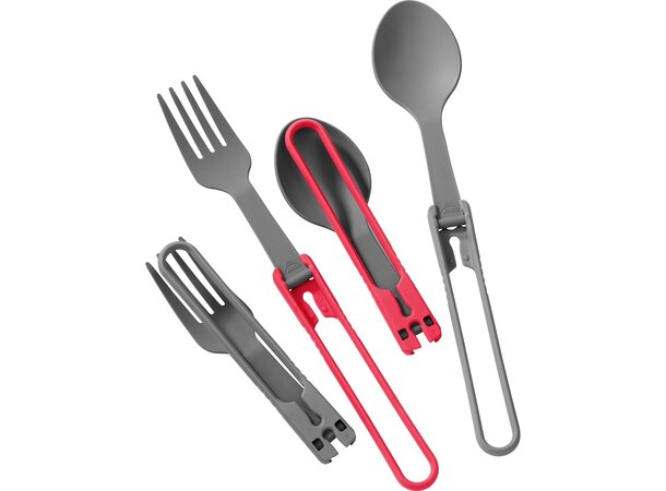 MSR Folding Utensils 4-Pack Red/Gray - Spoon & Fork 