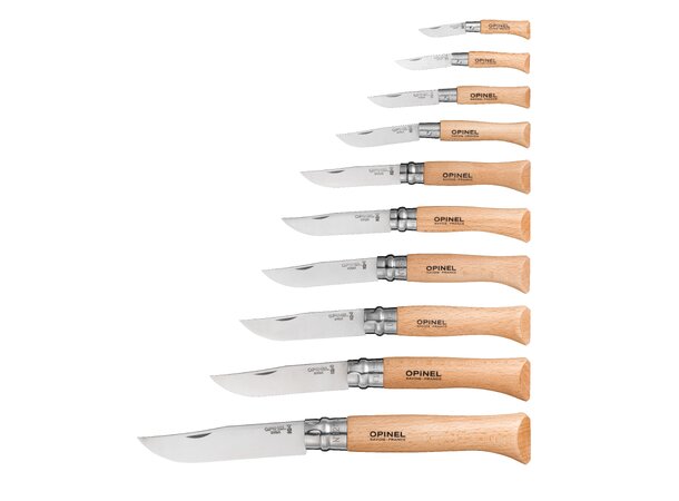 Opinel Stainless Steel Den tradisjonelle - i mange størrelser 