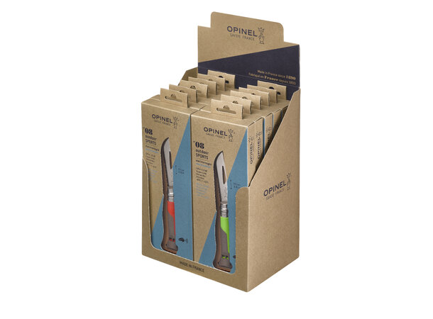 Opinel N°08 Outdoor blue+orange x14 Display - Utstillingsmateriell 