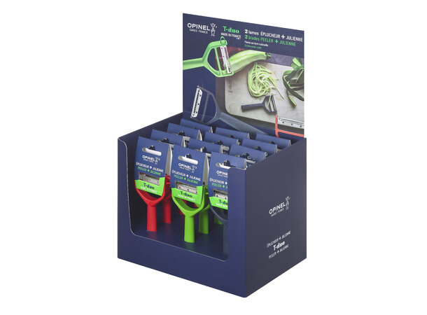 Opinel T-Duo Polymer Skrellere x12 Display - Utstillingsmateriell 