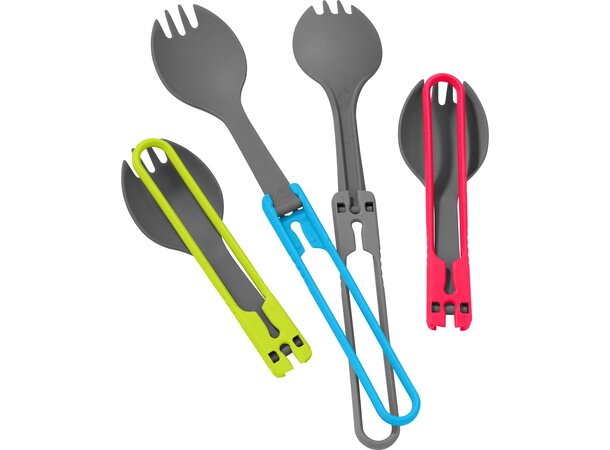 MSR Folding Utensils 4-pack Red/Gray/Blue/Green - 4Pc Spork Kit 