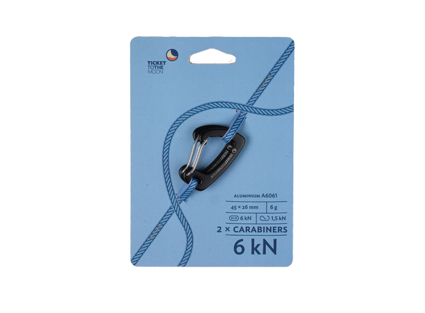 TTTM 2x Aluminium Carabiners 6kN Utstyrskarabiner 2pk 