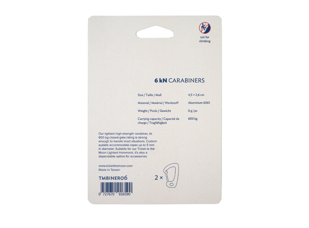 TTTM 2x Aluminium Carabiners 6kN Utstyrskarabiner 2pk 