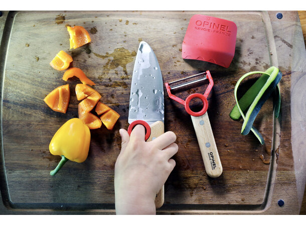 Opinel "Le Petit Chef" Kjøkkensett barn Kniv, skreller og beskyttelse 