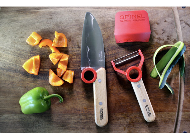 Opinel "Le Petit Chef" Kjøkkensett barn Kniv, skreller og beskyttelse 