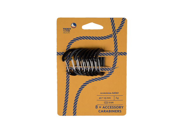TTTM 8x Aluminium Carabiners 1kN Utstyrskarabiner 8pk 